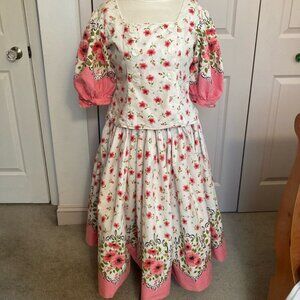 50s bespoke tea time dress . floral 2 piece dress . OOAK vintage dress
